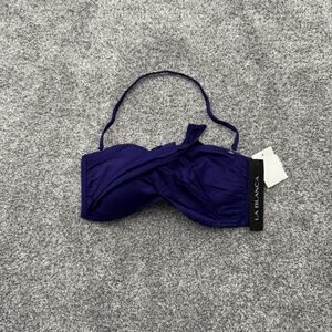 La Blanca Swim Top Womens 8 Coquette Chic Feminine Romantic Bandeau Underwire